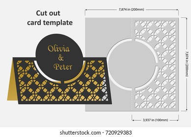 Template cards to cut. Topper. Use for congratulations, invitations, presentations, weddings. Vector illustration.