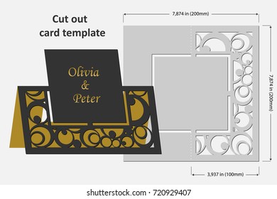 Template cards to cut. Topper. Use for congratulations, invitations, presentations, weddings. Vector illustration.