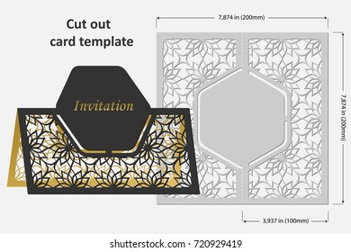 Template cards to cut. Topper. Use for congratulations, invitations, presentations, weddings. Vector illustration.