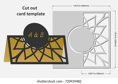 Template cards to cut. Topper. Use for congratulations, invitations, presentations, weddings. Vector illustration.