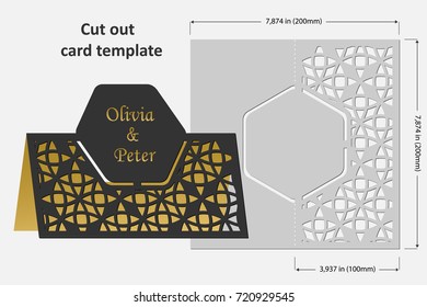 Template cards to cut. Topper. Use for congratulations, invitations, presentations, weddings. Vector illustration.