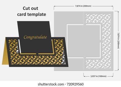 Template cards to cut. Topper. Use for congratulations, invitations, presentations, weddings. Vector illustration.