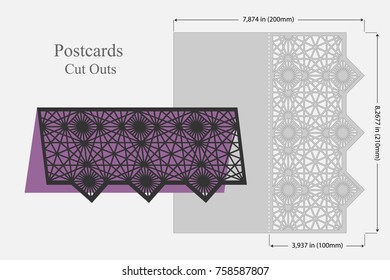 Template cards to cut. Topper. Use for congratulations, invitations, presentations, weddings. Vector illustration.