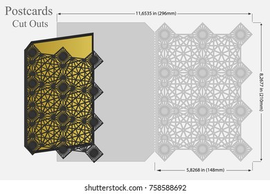 Template cards to cut. Topper. Use for congratulations, invitations, presentations, weddings. Vector illustration.