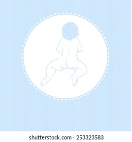 Template cards for the newborn, scrap booking style. Illustration for boys.