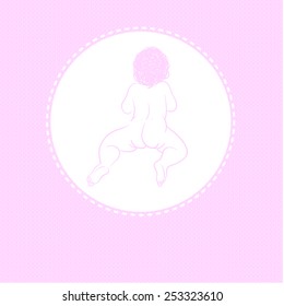 Template cards for the newborn, scrap booking style. Illustration for girls.