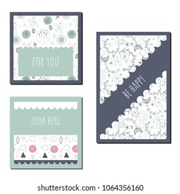 Template cards with Scandinavian pattern. Vector greeting card