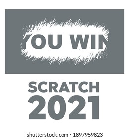 Template cards with scratch and win letters. Lottery scratch and win game card background. 