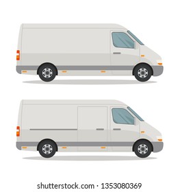 Template of cargo minibus for corporate identity and advertising. Side view. Vector illustration, isolated on white background.