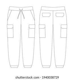 Template cargo sweatpants vector illustration flat sketch design outline