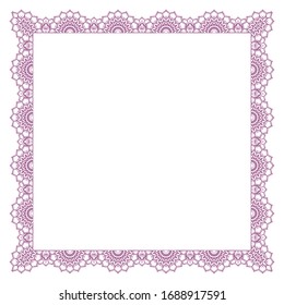 Template for carpet, textile and any surface. square geometric lace pattern with ornate frame, tribal