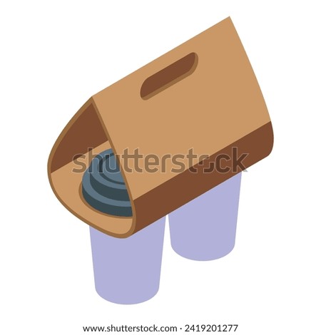 Template carrier drink icon isometric vector. Cup holder. Cold label bag