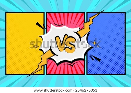 template cartoon comic manga pop art clouds background versus