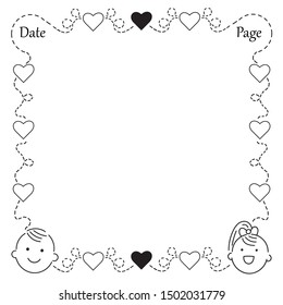 Template cartoon outline note page white background