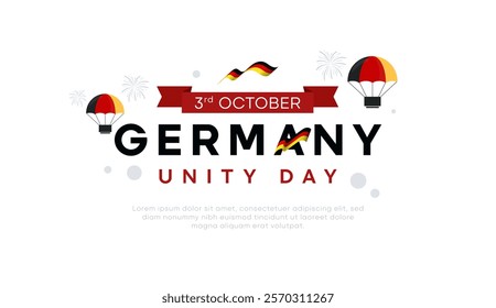 Template for celebrating unity day, October 3, Germany. Complete with ornaments of the German flag flying. big event. National day in Germany