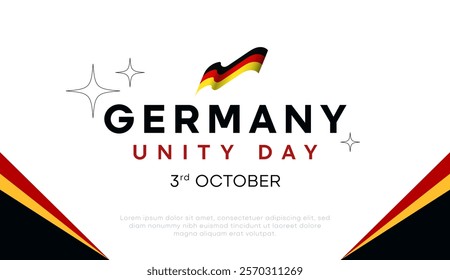 Template for celebrating unity day, October 3, Germany. Complete with ornaments of the German flag flying. big event. National day in Germany