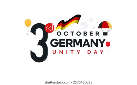 Template for celebrating unity day, October 3, Germany. Complete with ornaments of the German flag flying. big event. National day in Germany