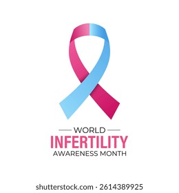 Template for a celebration of World Infertility Awareness Month is June. Its raising aware Stand with individuals, couples facing infertility struggles and reduce stigma. Realistic ribbon 