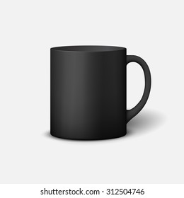 Template ceramic clean black mug with a matte effect, without the bright glare, isolated on a white background