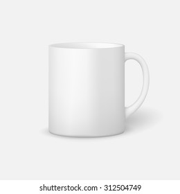 Template ceramic clean white mug with a matte effect, without the bright glare, isolated on a white background