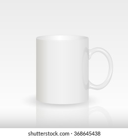 Template ceramic clean white mug with a matte effect, without the bright glare, isolated on a white background. Empty blank for coffee or tea. photorealistic white cup