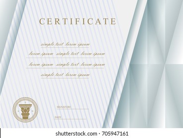 Template for certificate with 3D relief. Technological design. Vector graphics