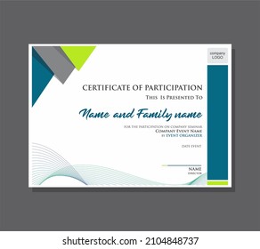 Template certificate with abstract element blue and green color theme