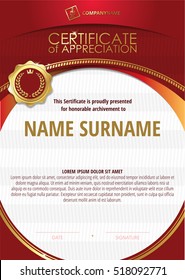 Template of Certificate of Appreciation with golden badge 5