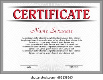 Template certificate or diploma. Vector illustration.