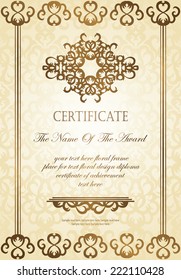 Template of certificate on seamless background. Can be used as a diploma        