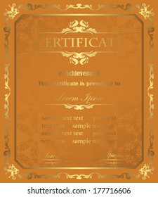 Template of certificate. Vintage frame. Can be used as diploma  