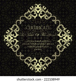 Template of certificate. Vintage frame on seamless background. Retro style   