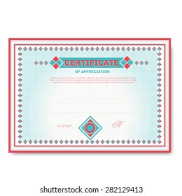 template certificates in soft colors with an ornament for the award or gift. Vector illustration.