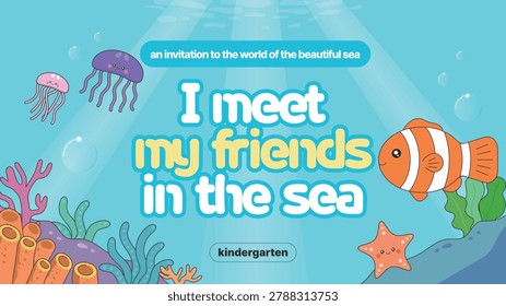 A template for the character background of a tropical marine life in the sea