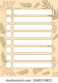 template check list decorated with plant floral illustration