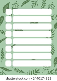 template check list decorated with plant floral illustration