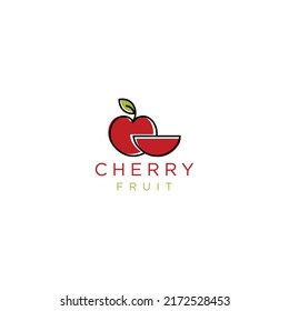 Template Cherry minimalist logo design with line style color vector