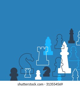 Template with chess pieces. Chess club or school, competition or strategy concept.