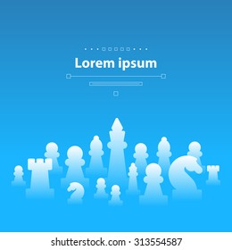 Template with chess pieces. Chess club or school, competition or strategy concept.