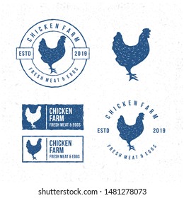 Template chicken logo. Labels, badges and design elements. Rustic and Retro style. Vector Illustration.