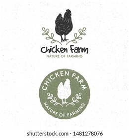 Template chicken logo. Labels, badges and design elements. Rustic and Retro style. Vector Illustration.