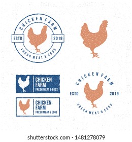 Template chicken logo. Labels, badges and design elements. Rustic and Retro style. Vector Illustration.