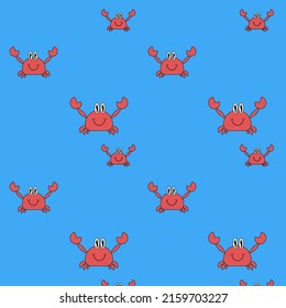 Template for children. Factory textiles. Crab on blue .