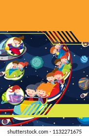 A template with children space theme illustration