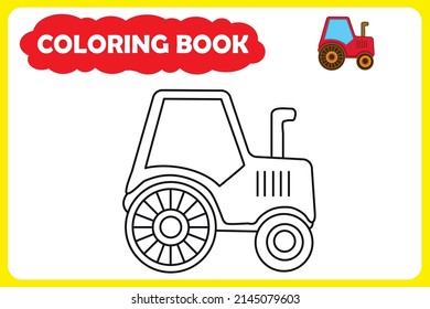 plantilla para el libro de colorear para niños. ejemplo de color. ilustración vectorial del tractor