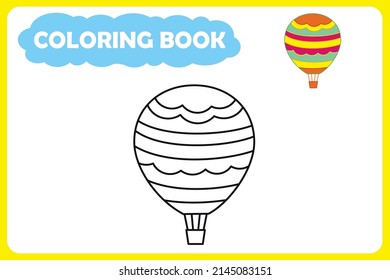 template for children's coloring book. color example. aerostat vector illustration