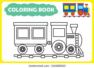 template for children's coloring book. color example. train vector illustration