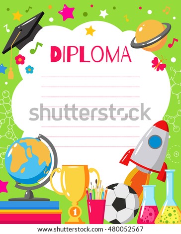 template childrens diplomas certificates kids award stock vector