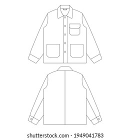 Template chore jacket flap pocket vector illustration flat sketch design outline