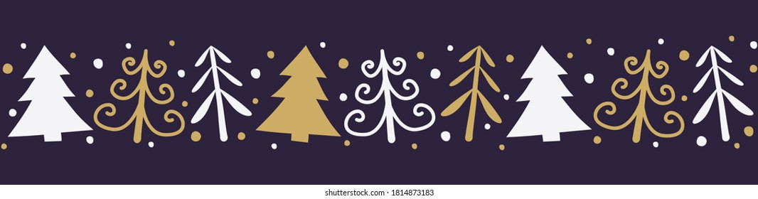 Template of Christmas banner with festive trees. Vector